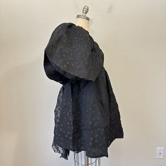AJE La Piscine Mini Dres Blacks Puff Sleeve Bow Back Party Formal Goth NWT - Picture 10 of 16